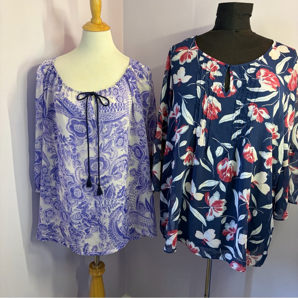 Daisy Fuentes & Avenue Sheer Tops,Set of 2,Size 1X,18/20